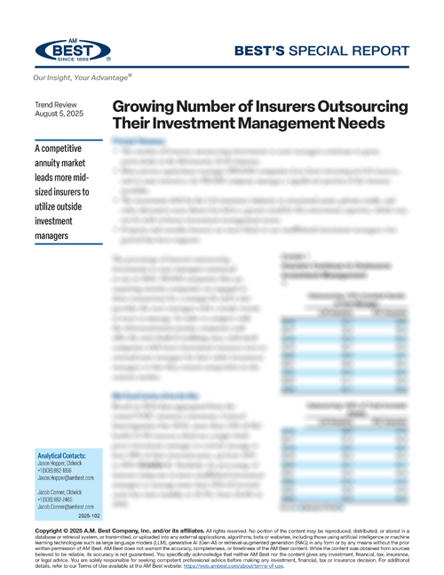 Special Report: Growing Number of Insurers Outsourcing Their Investment Management Needs