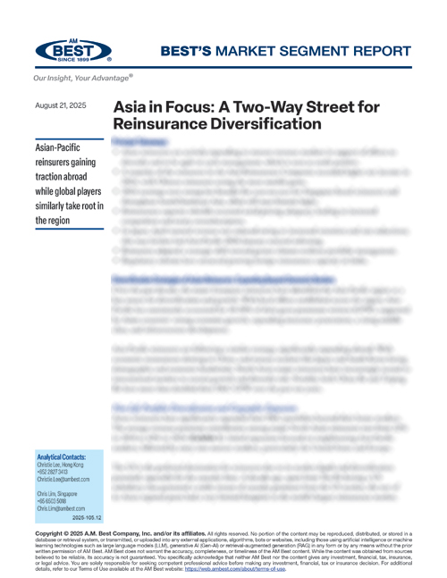Market Segment Report: Asia in Focus: A Two-Way Street for Reinsurance Diversification