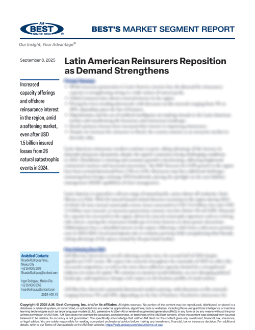 Market Segment Report: Latin American Reinsurers Reposition as Demand Strengthens