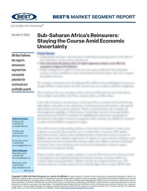 Market Segment Report: Sub-Saharan Africa’s Reinsurers: Staying the Course Amid Economic Uncertainty