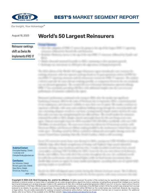 Market Segment Report: World’s 50 Largest Reinsurers