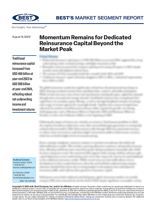 Market Segment Report: Momentum Remains for Dedicated Reinsurance Capital Beyond the Market Peak