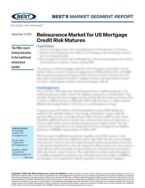 Market Segment Report: Reinsurance Market for US Mortgage Credit Risk Matures
