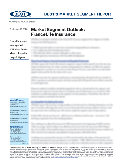 Market Segment Report: Market Segment Outlook: France Life Insurance