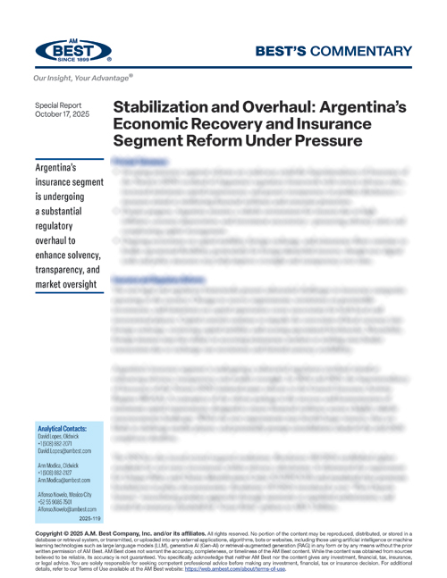 Commentary: Stabilization and Overhaul: Argentina’s Economic Recovery and Insurance Segment Reform Under Pressure