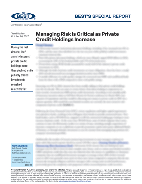 Special Report: Managing Risk is Critical as Private Credit Holdings Increase