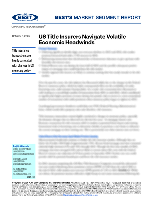 Market Segment Report: US Title Insurers Navigate Volatile Economic Headwinds