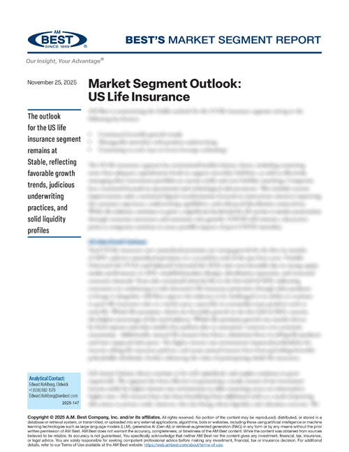 Market Segment Report: Market Segment Outlook: US Life Insurance