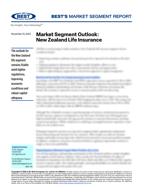 Market Segment Report: Market Segment Outlook: New Zealand Life Insurance