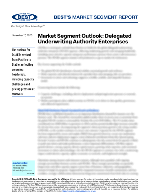 Market Segment Report: Market Segment Outlook: Delegated Underwriting Authority Enterprises