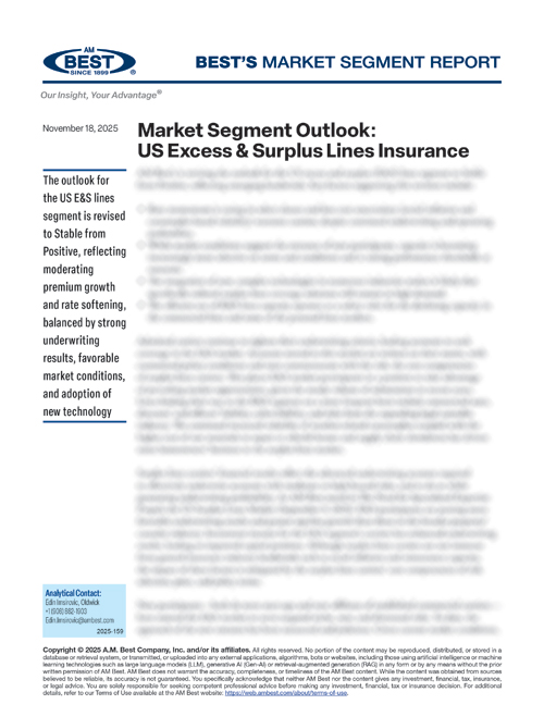 Market Segment Report: Market Segment Outlook: US Excess & Surplus Lines Insurance