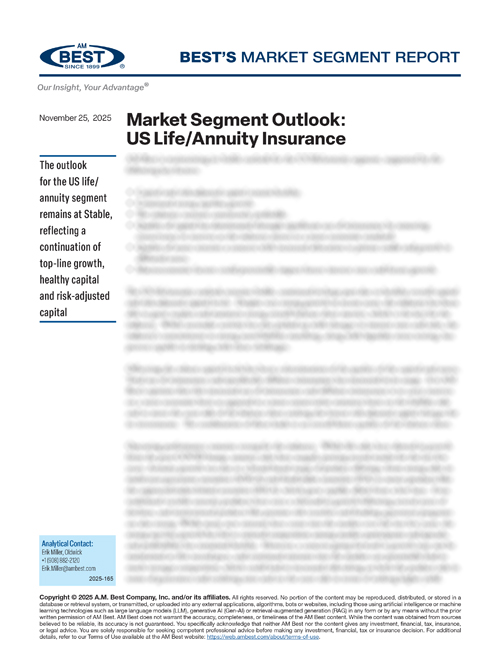 Market Segment Report: Market Segment Outlook: US Life/Annuity Insurance