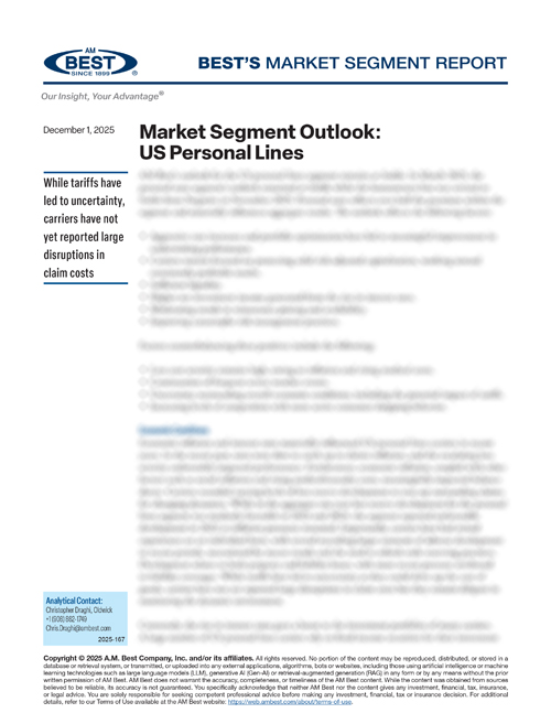 Market Segment Report: Market Segment Outlook: US Personal Lines