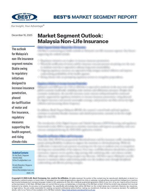 Market Segment Report: Market Segment Outlook: Malaysia Non-Life Insurance