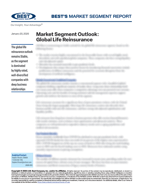 Market Segment Report: Market Segment Outlook: Global Life Reinsurance