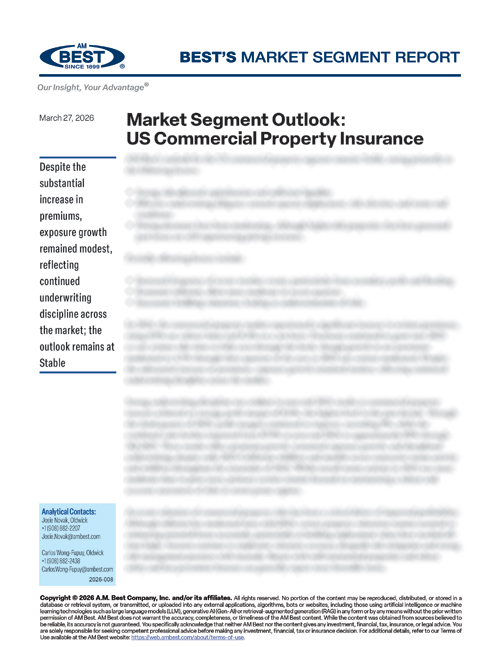 Market Segment Report: Market Segment Outlook: US Commercial Property Insurance