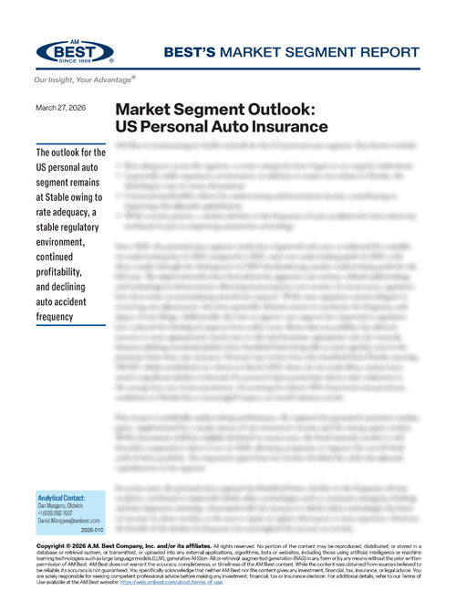Market Segment Report: Market Segment Outlook: US Personal Auto Insurance