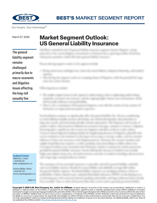 Market Segment Report: Market Segment Outlook: US General Liability Insurance