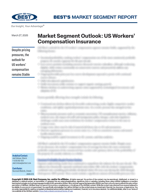 Market Segment Report: Market Segment Outlook: US Workers’ Compensation Insurance