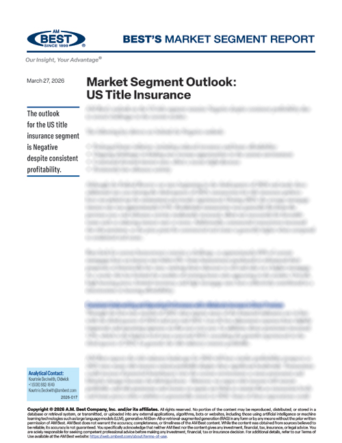 Market Segment Report: Market Segment Outlook: US Title Insurance