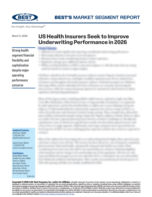 Market Segment Report: US Health Insurers Seek to Improve Underwriting Performance in 2026