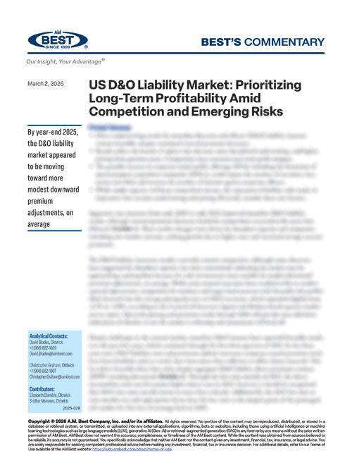 Commentary: US D&O Liability Market: Prioritizing Long-Term Profitability Amid Competition and Emerging Risks
