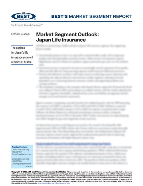 Market Segment Report: Market Segment Outlook: Japan Life Insurance