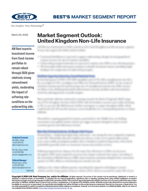 Best's Market Segment Report: Market Segment Outlook: UK Non-Life Insurance