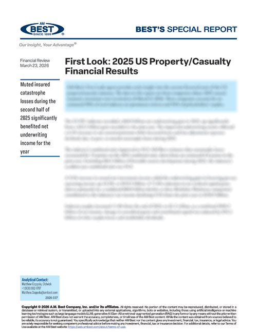 Special Report: First Look: 2025 US Property/Casualty Financial Results