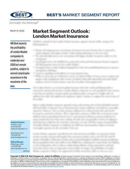 Market Segment Report: Market Segment Outlook: London Market Insurance