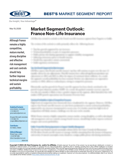 Market Segment Report: Market Segment Outlook: France Non-Life Insurance