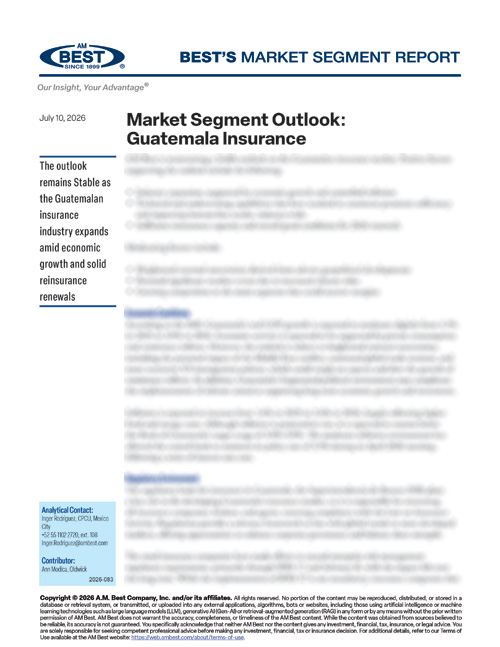 Market Segment Report: Market Segment Outlook: Guatemala Insurance