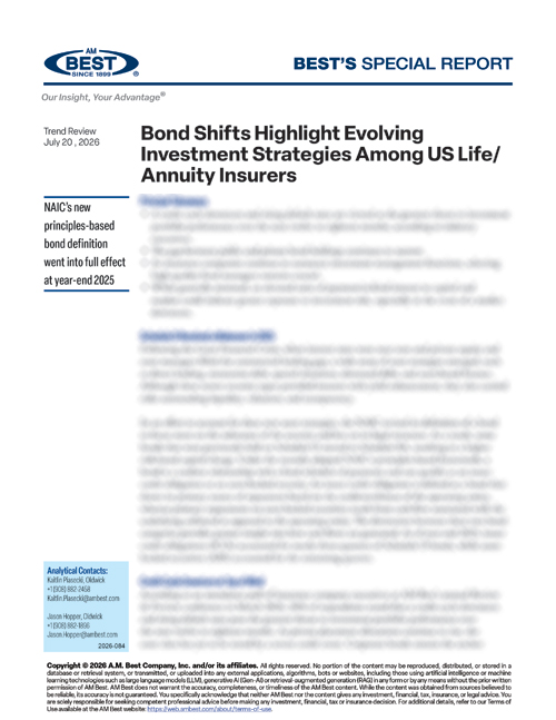 Special Report: Bond Shifts Highlight Evolving Investment Strategies Among US Life/Annuity Insurers