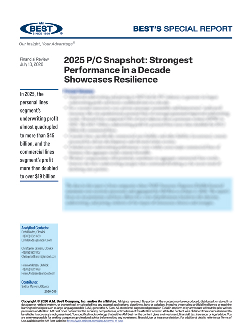 Special Report: 2025 P/C Snapshot: Strongest Performance in a Decade Showcases Resilience