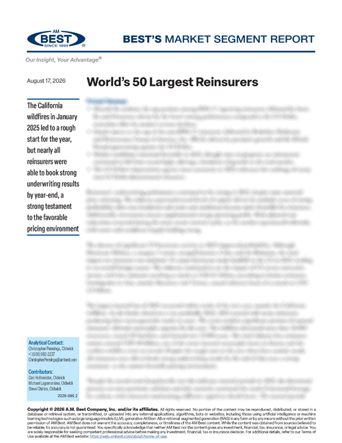 Market Segment Report: World’s 50 Largest Reinsurers