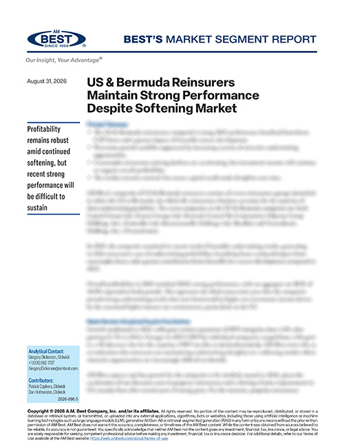 Market Segment Report: US & Bermuda Reinsurers Maintain Strong Performance Despite Softening Market