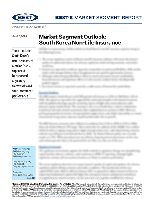 Market Segment Report: Market Segment Outlook: South Korea Non-Life Insurance