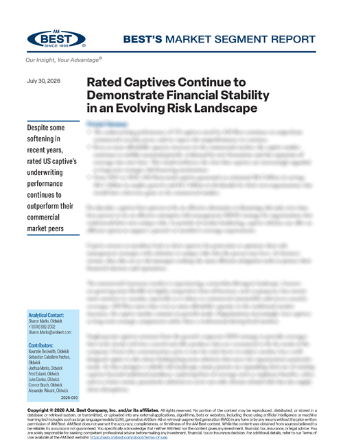 Market Segment Report: Rated Captives Continue to Demonstrate Financial Stability in an Evolving Risk Landscape