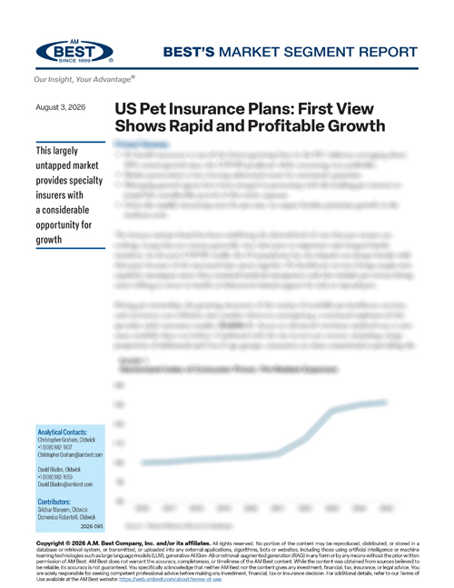 Market Segment Report: US Pet Insurance Plans: First View Shows Rapid and Profitable Growth