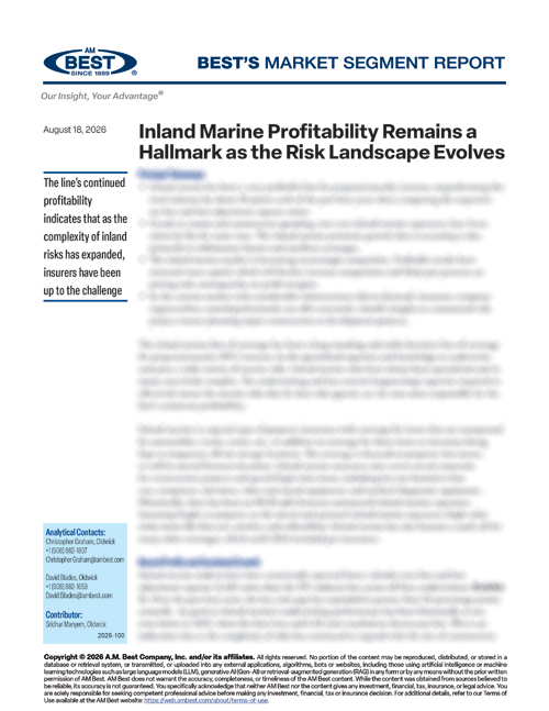 Market Segment Report: Inland Marine Profitability Remains a Hallmark as the Risk Landscape Evolves