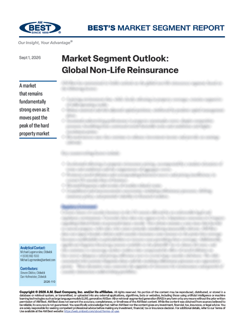 Market Segment Report: Market Segment Outlook: Global Non-Life Reinsurance