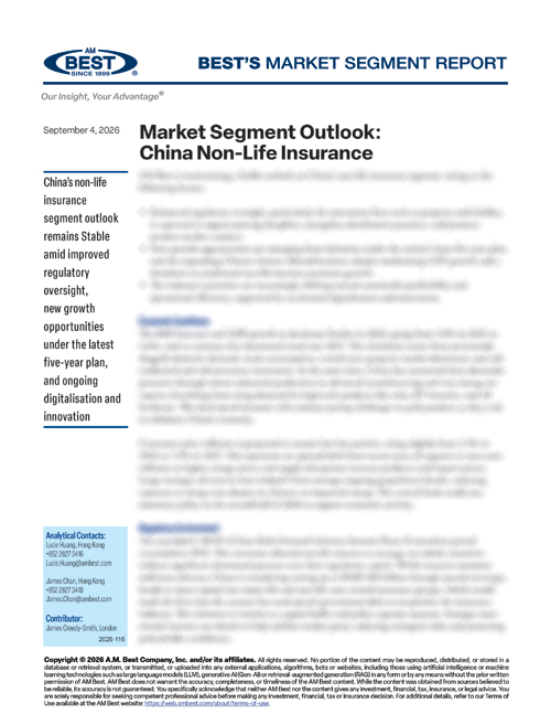 Market Segment Report: Market Segment Outlook: China Non-Life Insurance