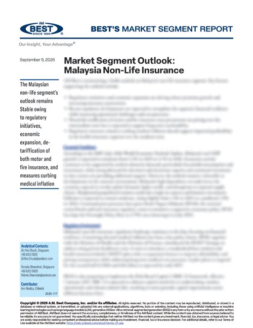 Market Segment Report: Market Segment Outlook: Malaysia Non-Life Insurance