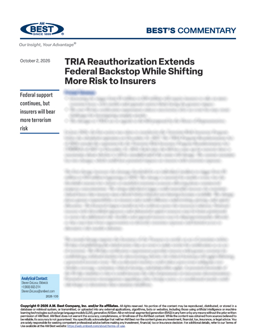 Commentary: TRIA Reauthorization Extends Federal Backstop While Shifting More Risk to Insurers