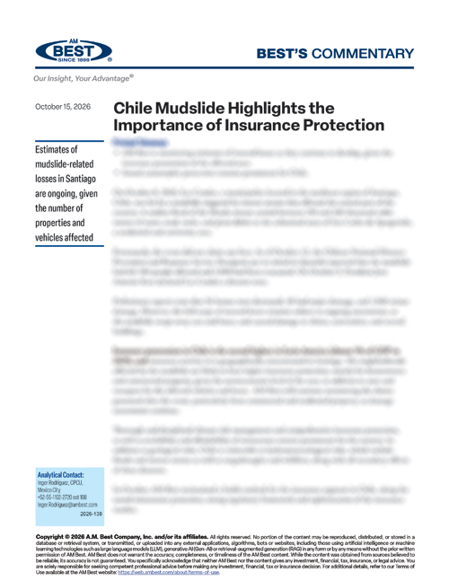 Commentary: Chile Mudslide Highlights the Importance of Insurance Protection