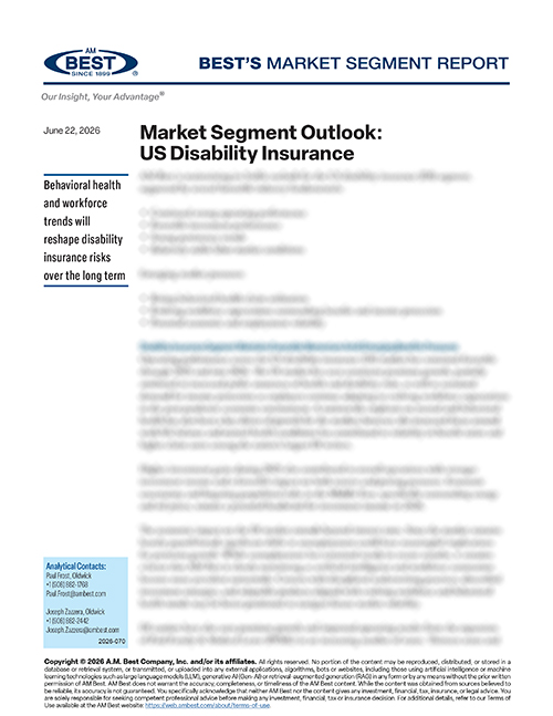 Market Segment Report: Market Segment Outlook: US Disability Insurance