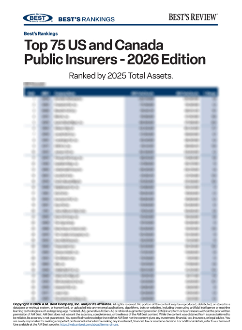 2026 Best's Rankings: Top 75 US and Canada Public Insurers - 2026 Edition