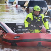 Rescue worker during a flood